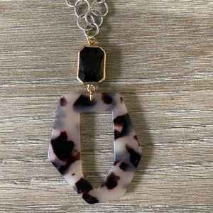 Pink and Black Tortoise Resin Necklace